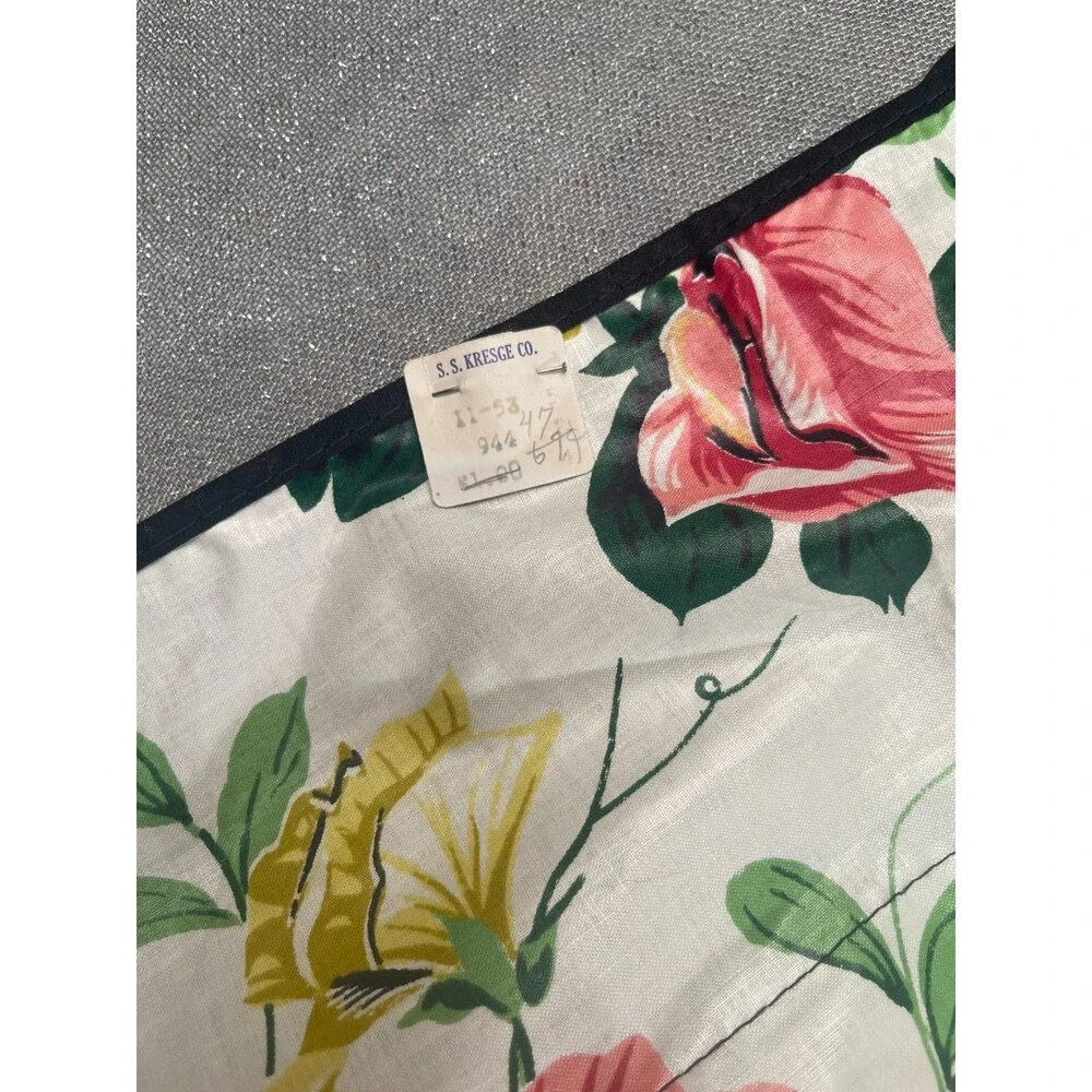 Vintage 50s Floral Apron 1950s Retro Brushed Cotton Kitchen NWT Kresege Co